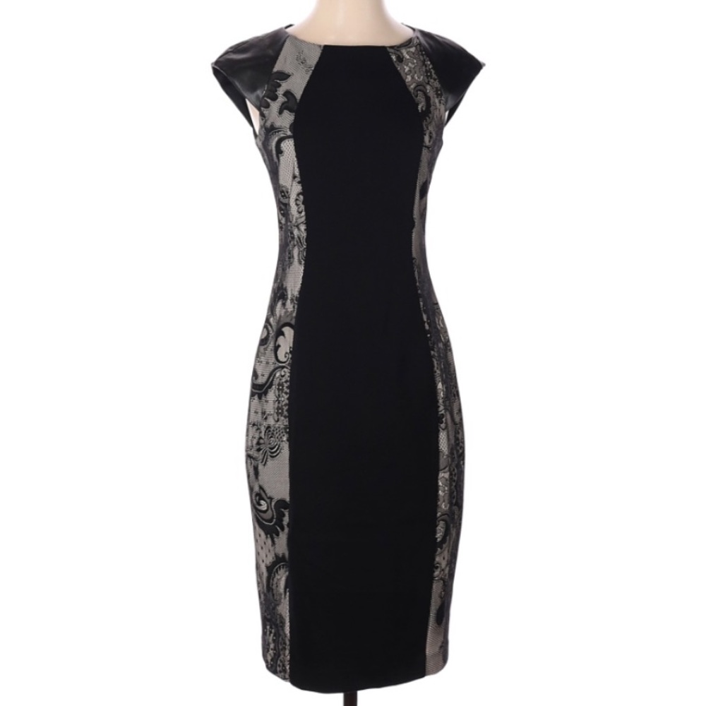 Versatile Donna Morgan Black Dress with Side Pattern in Great Condition
